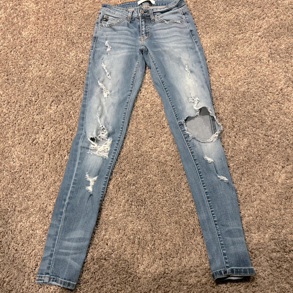 Kancan Distressed Denim Jeans Sz 23